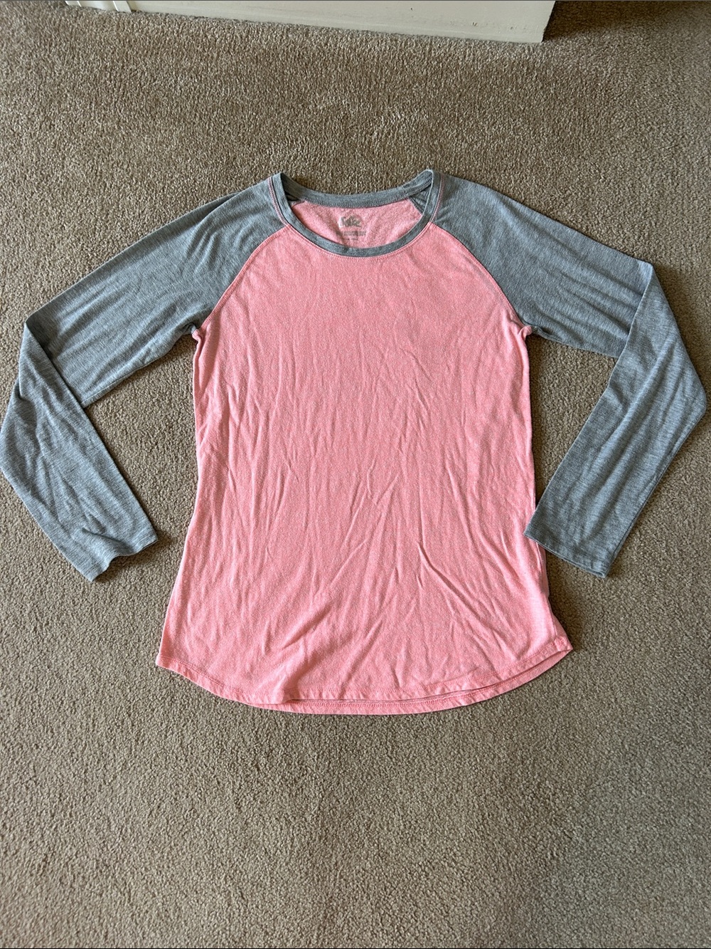 Justice girls gray and coral long sleeve shirt